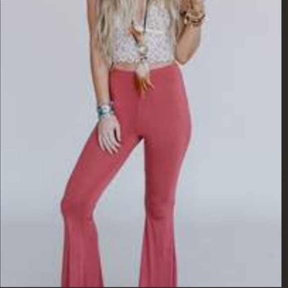 Cher Solid Flare Pants Pale Brick Bellbottoms S - Picture 2 of 11